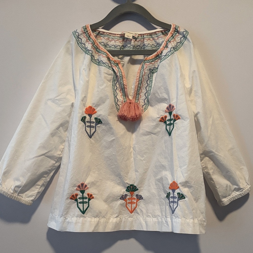 Adorable CrewCuts embroidered white blouse sz 8